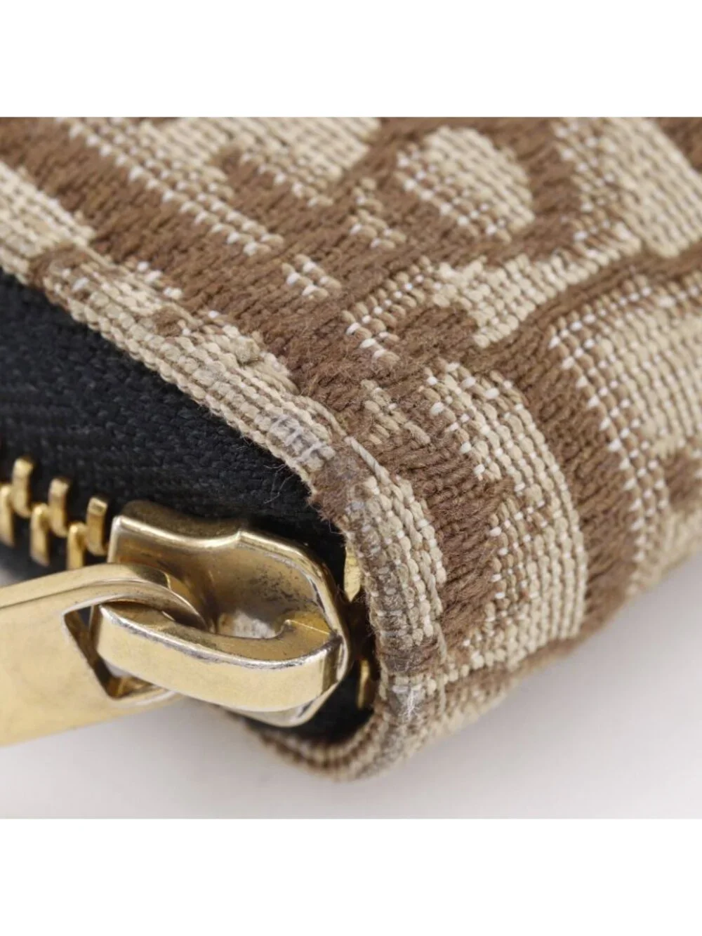 Dior Zip Around Oblique Canvas Brown Wallet